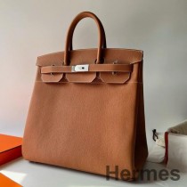 Ručně vyrobená taška Hermes HAC Birkin 40 ze zlaté kůže Clemence