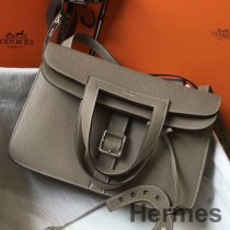 Taška Hermes Halzan 31 cm v šedé kůži Clemence