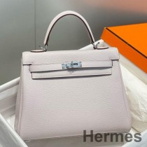 Hermes Kelly 25cm Retourne taška z fialové světlé kůže Clemence