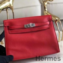 Ručně vyrobená taška Hermes Kelly Danse z červené Swift kůže