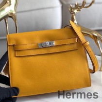 Ručně vyrobená taška Hermes Kelly Danse ze žluté Swift kůže
