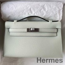 Ručně vyrobená taška Hermes Kelly Pochette z telecí kůže Vert Fizz Epsom