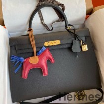 Hermes Kelly Sellier 35 ručně vyráběná taška z černé Epsomské telecí kůže