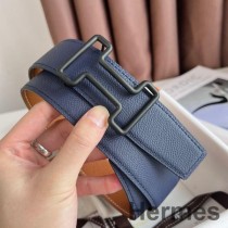 Oboustranný matný pásek Hermes Tonight 38 mm v modré a zlaté epsomské telecí kůži