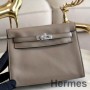 Ručně vyrobená taška Hermes Kelly Danse z šedé Swift kůže