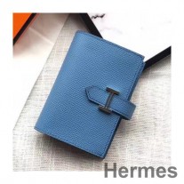 Hermes Bearn -minilompakko taivaansinistä Epsom-nahkaa