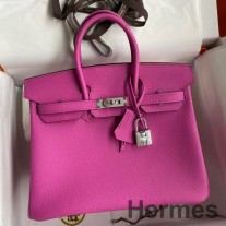 Hermes Birkin 25 Retourne käsintehty laukku Magnolia Clemence -nahasta