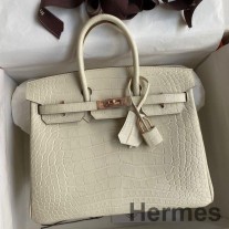 Hermes Birkin 25 Retourne käsintehty laukku Nata Matte alligaattorinahasta