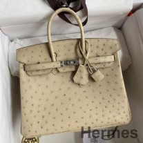 Hermes Birkin 25 Retourne käsintehty laukku Parchemin Strutsin nahasta