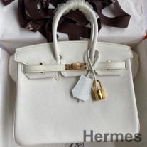 Hermes Birkin 25 Retourne käsintehty laukku valkoista nopeaa vasikannahkaa