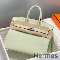 Hermes Birkin 25cm laukku Vert Fizz Clemence Leather PHW