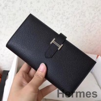 Hermes Black Epsom Bearn Gusset -lompakko