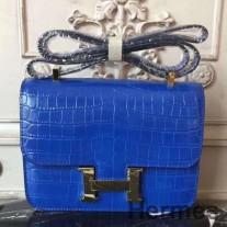 Hermes Blue Constance MM 24cm krokotiililaukku
