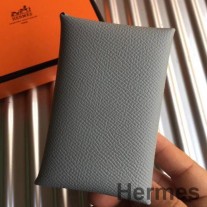 Hermes Calvi -korttikotelo Sinistä Lin Epsom -nahkaa
