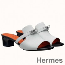 Hermes Candy 40 mm sandaalit valkoisesta vasikannahasta