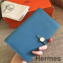 Hermes Dogon Duo -lompakko Sinistä Jean-nahkaa