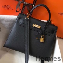 Hermes Kelly 25 cm myyntilaukku mustaa Epsom-nahkaa