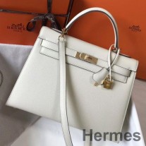 Hermes Kelly 32cm laukku valkoinen Epsom Leather GHW