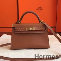 Hermes Kelly Mini II Käsintehty laukku kultaa Swift Calfskin