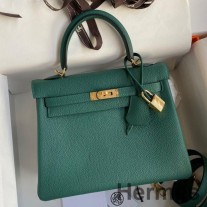 Hermes Kelly Retourne 25 käsintehty laukku sinisestä Paon Clemence -nahasta