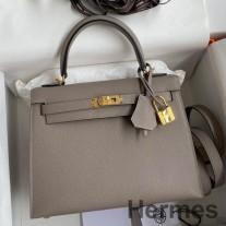 Hermes Kelly Sellier 25 käsintehty laukku Gris Asphalt Epsom vasikanahkaa
