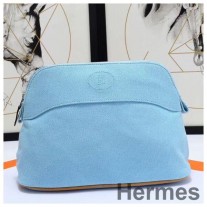 Hermes Medium Bolide -matkalaukku Sinistä linpuuvillaa