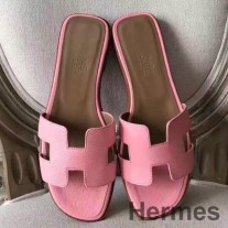 Hermes Oran -sandaalit vaaleanpunaisesta Epsom-nahasta