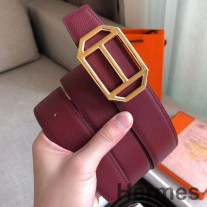Hermes Pad käännettävä vyö rubiini/ruskea Epsom nahka