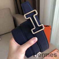 Hermes Tonight 38MM käännettävä vyö laivastonsinistä/mustaa Epsom-nahkaa