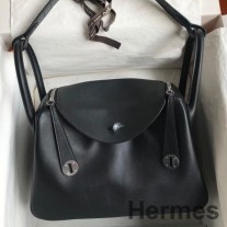 Hermes Touch Lindy 30 käsintehty laukku mustaa nopeaa vasikannahkaa