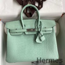 Hermes Birkin 25 Retourne käsintehty laukku Vert D'eau Matte alligaattorinahasta