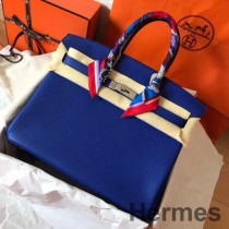 Hermes Birkin 35 käsintehty laukku sininen Electric Clemence Leather