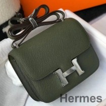 Hermes Constance 18 käsintehty laukku Vert Olive Epsom -nahkaa