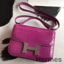 Hermes Constance 24 Bag In Rose Scheherazade Niloticus Crocodile