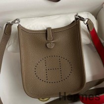 Hermes Evelyne Mini käsintehty laukku Taupe Clemence -nahkaa