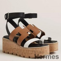 Hermes Havane 30 sandaalit kaksiväristä vasikannahkaa