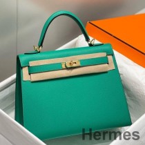 Hermes Kelly 25 cm Sellier laukku Vert Jade Epsom -nahkaa