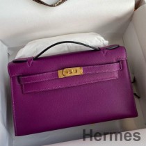 Hermes Kelly Pochette Käsintehty laukku Anemone Swift Calfskin -nahasta