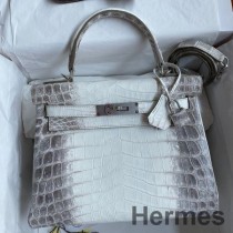 Hermes Kelly Retourne 28 käsintehty laukku Himalaya Crocodile Niloticus -nahassa