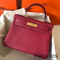 Hermes Kelly Retourne 28 käsintehty laukku Ruby Clemence -nahasta