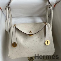 Hermes Lindy 26 käsintehty laukku Craie Strutsin nahkaa