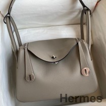 Hermes Lindy 26 käsintehty laukku Gris Asphalt Evercolor -nahkaa