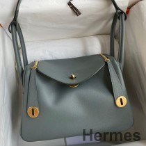 Hermes Lindy 26 käsintehty laukku Vert Amande Evercolor -nahkaa