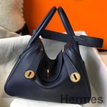 Hermes Lindy 26cm laukku laivastonsinistä Clemence-nahkaa GHW