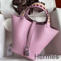 Hermes Picotin Lock 18 Tressage De Cuir laukku mauve Sylvestre Epsom Calfskin
