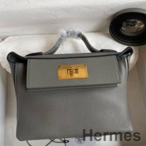 Hermes 24/24 Mini 21 handgefertigte Tasche aus Gris Meyer Evercolor Leder