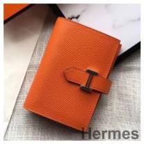 Hermes Bearn Mini-Geldbörse aus orangefarbenem Epsom-Leder