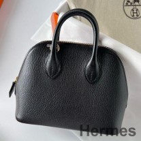 Hermes Bolide 1923 Mini handgefertigte Tasche aus schwarzem Chevre Mysore Leder