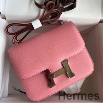 Handgefertigte Tasche Hermes Constance 18 aus Epsom-Kalbsleder in Rose Confetti