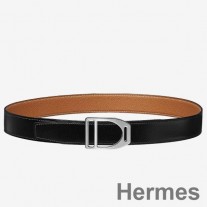 Hermes Etrier Gürtel mit Schnalle und braunem Clemence 32 mm Riemen